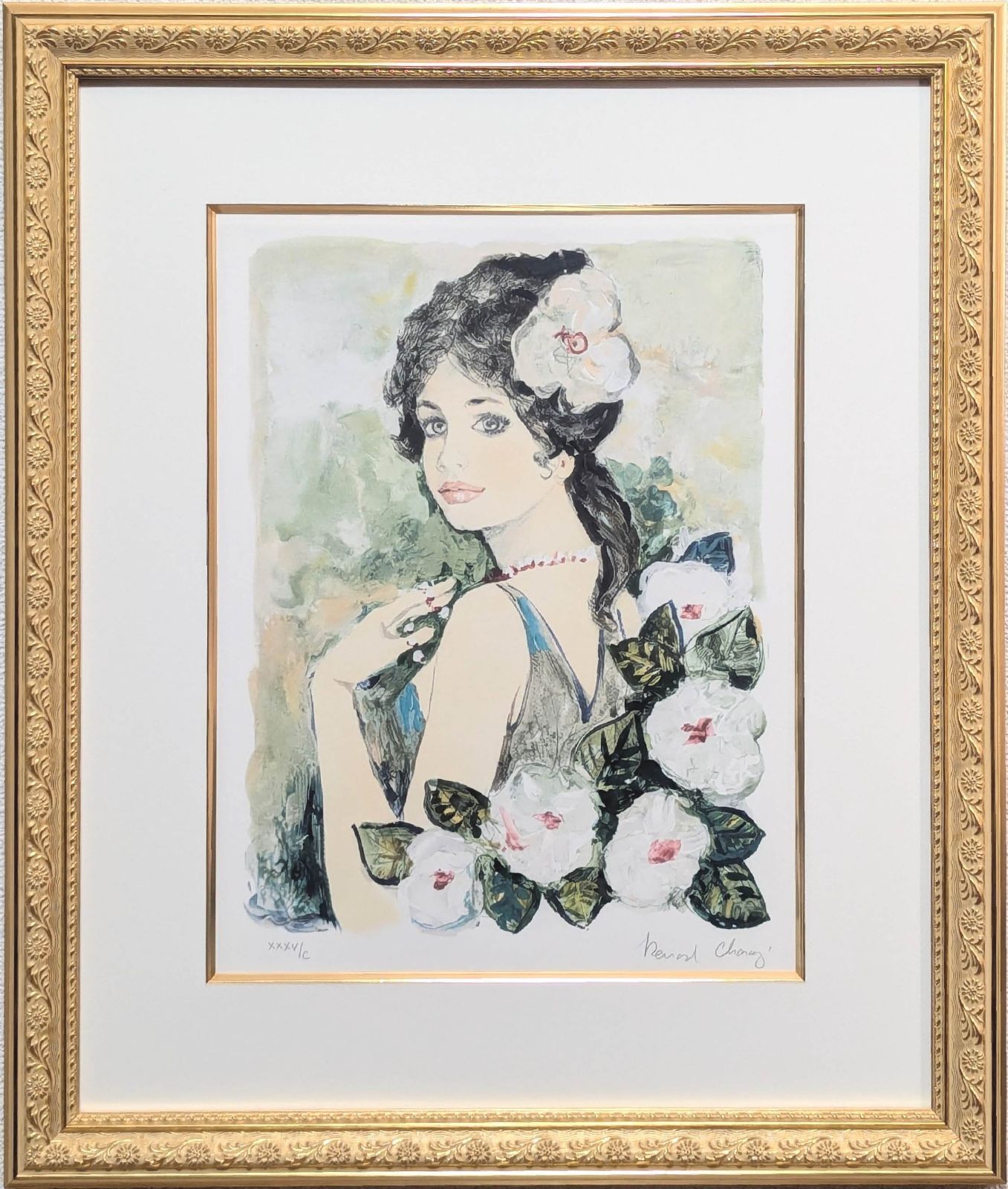 真作 直筆サイン ベルナール シャロワ 白い髪飾りのジョセフィーヌ