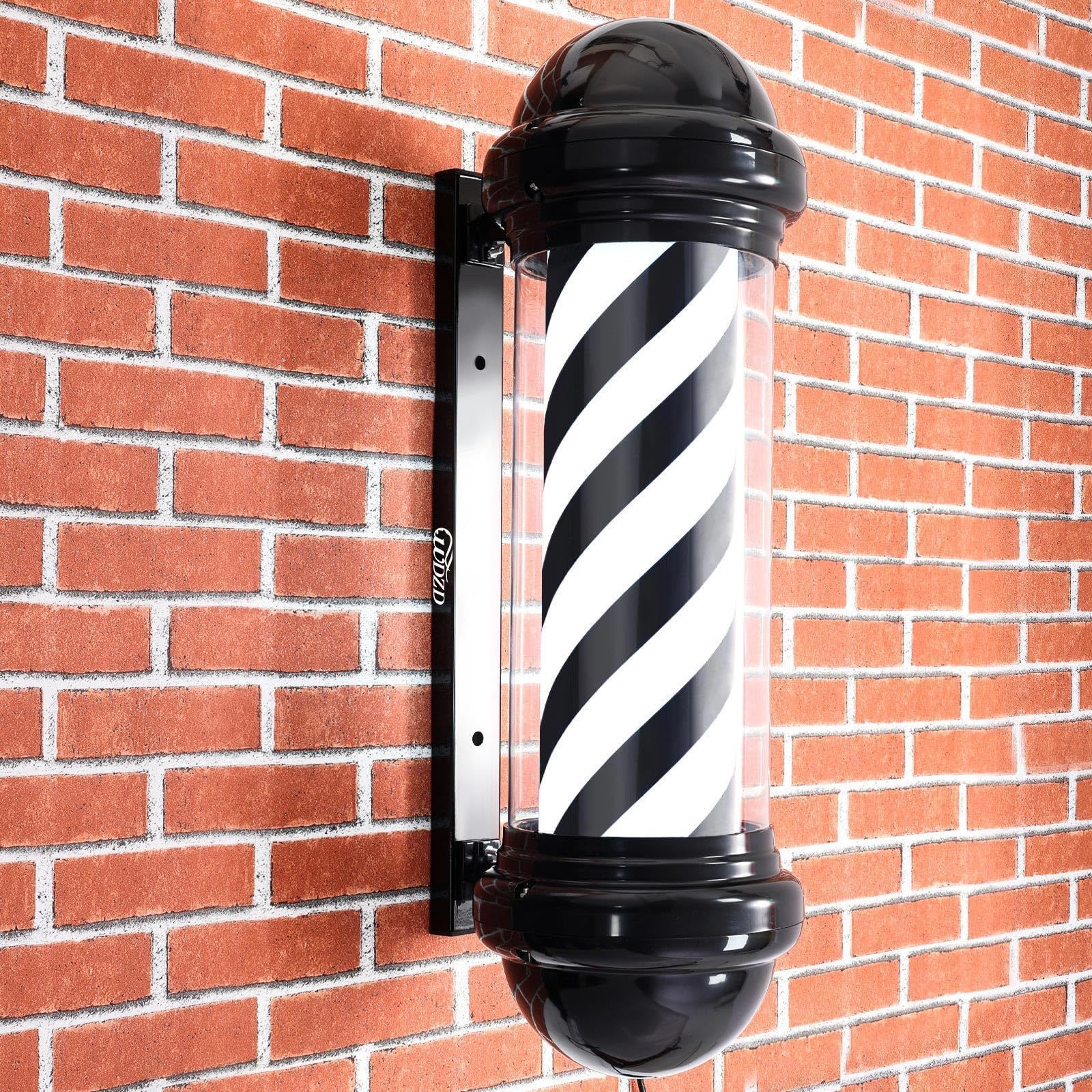 数量 WDZD 73 cm サインポール 黒ストライプ床屋のマーク 壁掛け式 省エネ