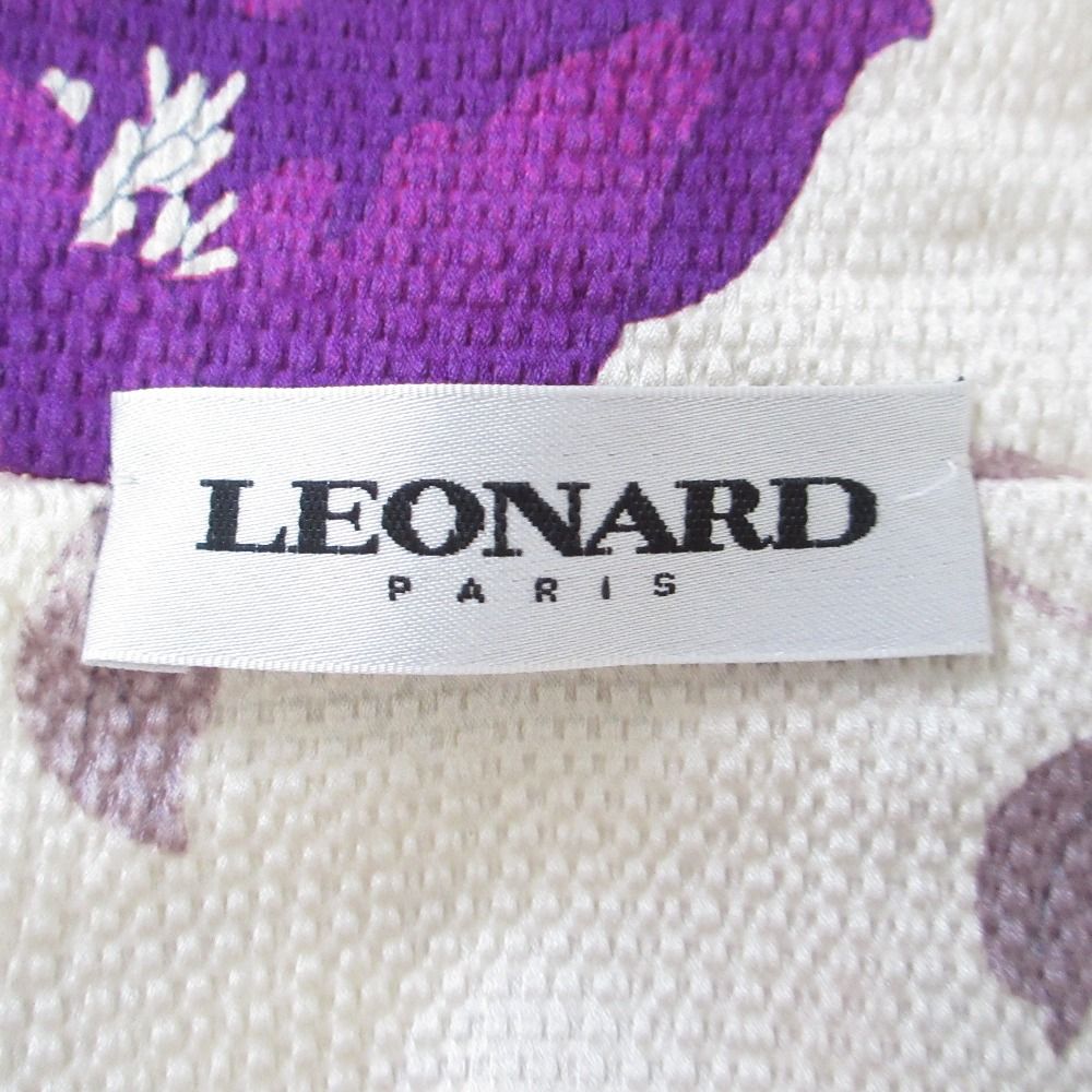フランス製　シルク【LEONARD】ファージャケット　紫 良品 LEONARD PARIS レオナールパリ フラワープリント シルク