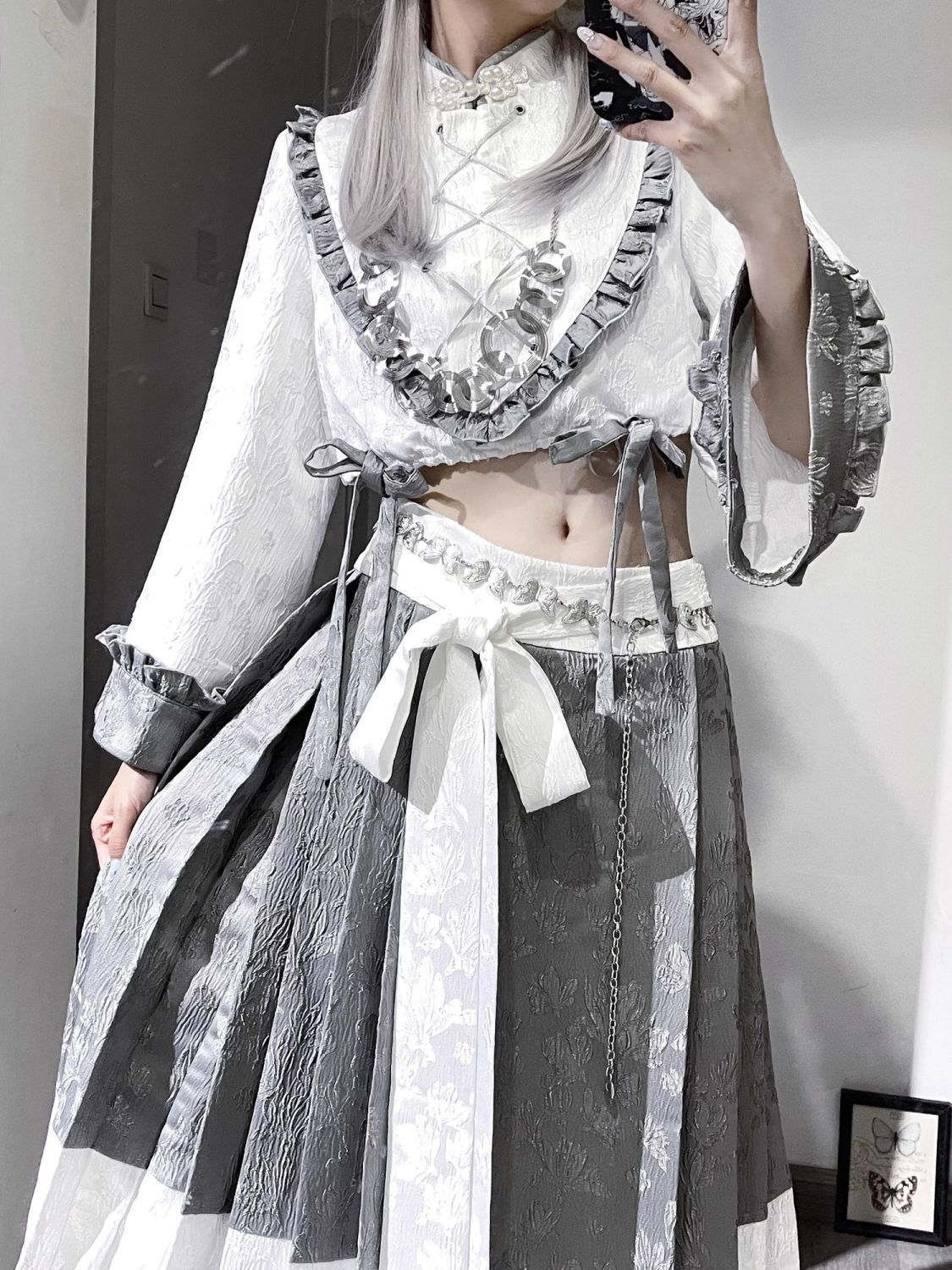 チャイナロリータ セットアップ クラシカルプリンスセットアップ チャイナドレス ダークゴシック ステージ衣装 ミニ 量産型 舞台衣装 地雷系 姫ロリ トップス パンクスカート ブラウス 長袖 暗黒風 写真