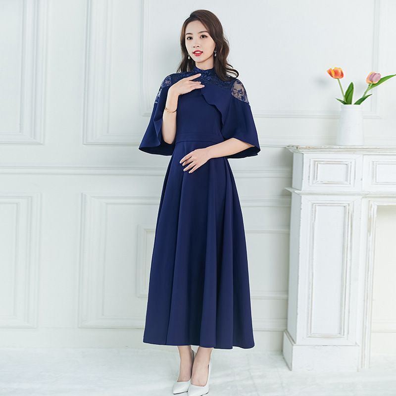 ママ パーティードレス パーティドレス 結婚式 ワンピース 披露宴 卒業式 入学式 発表会 二次会 春夏秋冬 フォーマル レディース ロング丈 袖レース 春 夏 秋 冬 xiuhua14