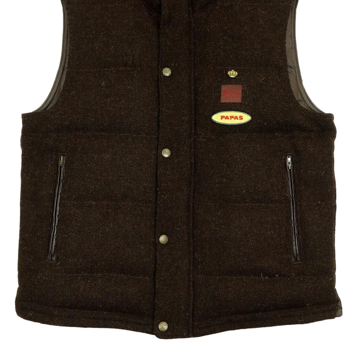 Papas Harris Tweed ダウンベスト B3483】【美品】Papas×HARRIS TWEED パパス ハリスツイード ダウン