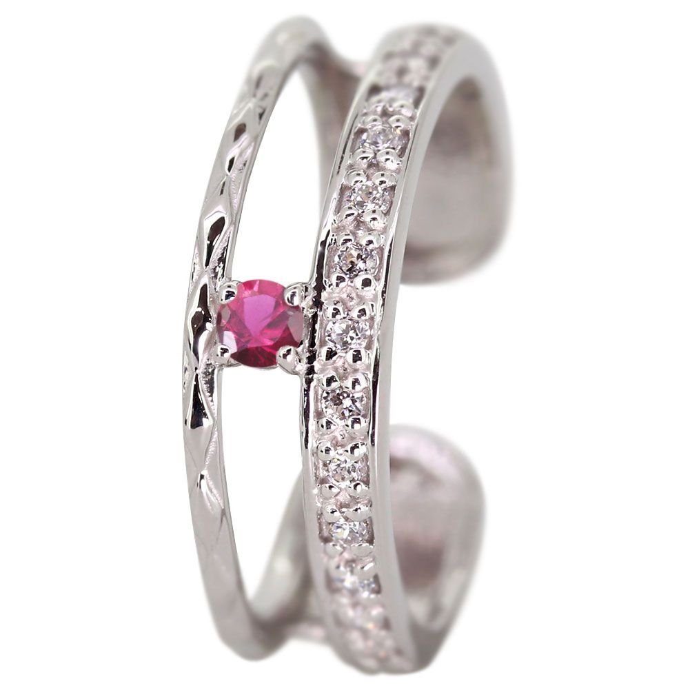 イヤーカフ シンプル レディース レディース ルビー 片耳 10金 10k