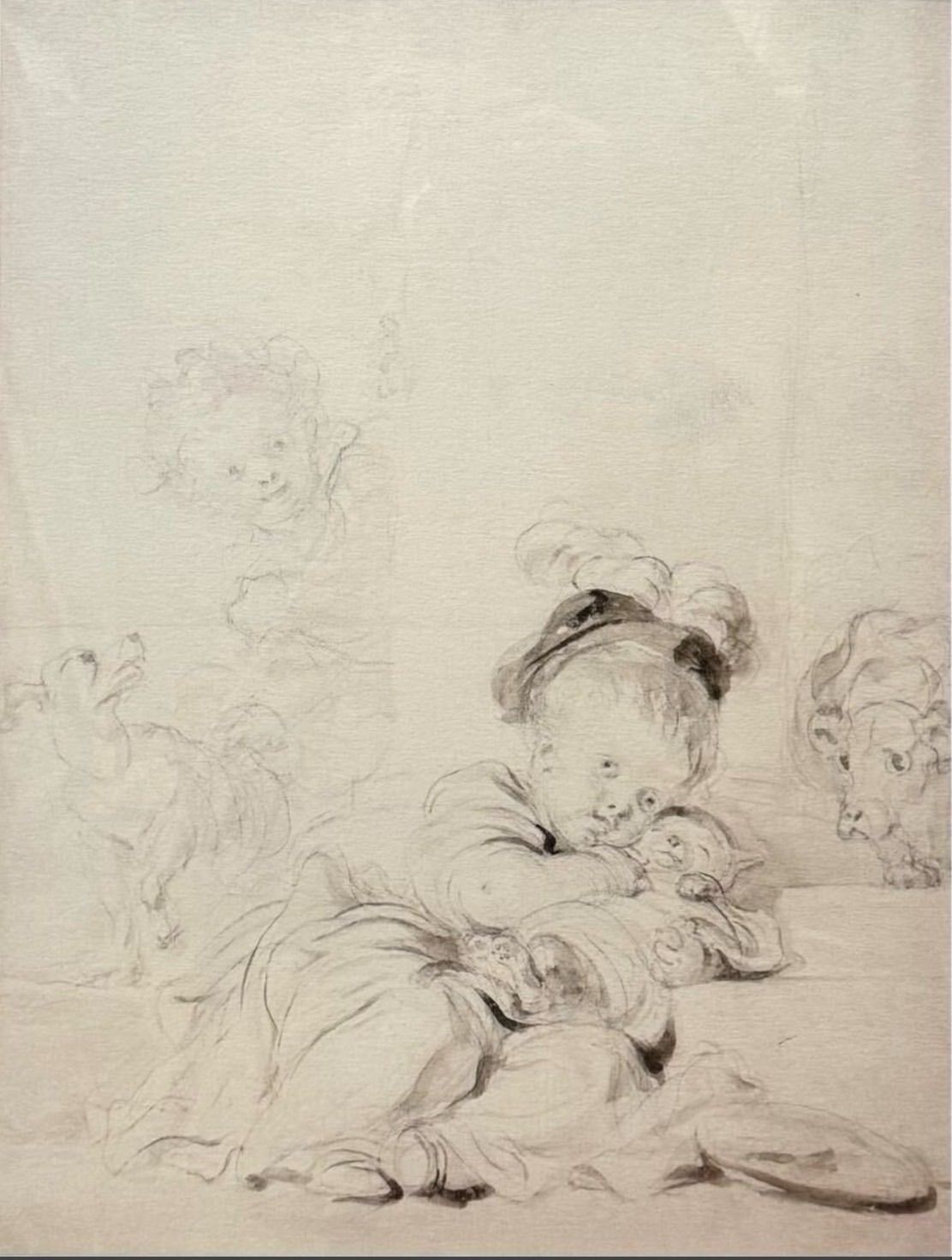 ジャン オノレ フラゴナール Jean Honor Fragonard 産着で包まれた猫 ジクレー 8号 18世紀のフランスの画家 ジークレー