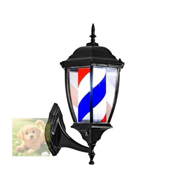 バーバーポール LED 理髪店ポール ライトポーチスタイル ヘアーサロン理容室オープンサイン回転赤白青のLEDストリップをスピニング SKLAD-KIRPICHA_RU