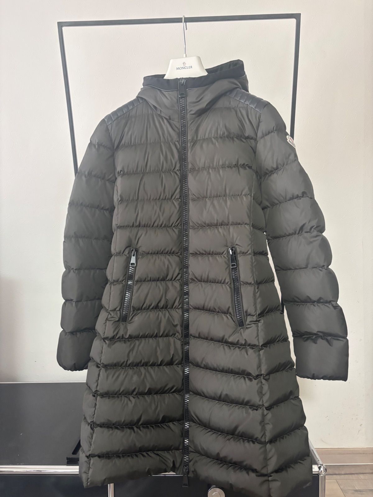 モンクレール☆ロングダウン☆TALEVE☆カーキ☆3☆レザー☆正規品 