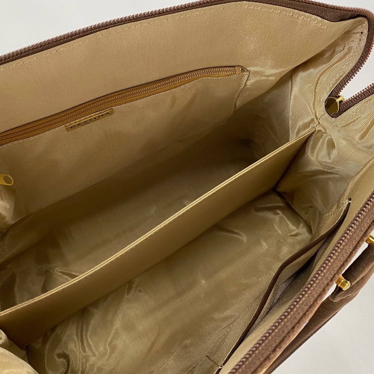 和装バッグ 美品 逸品 OKAJIMA 共箱付き 象 花唐草 金彩 茶色 正絹