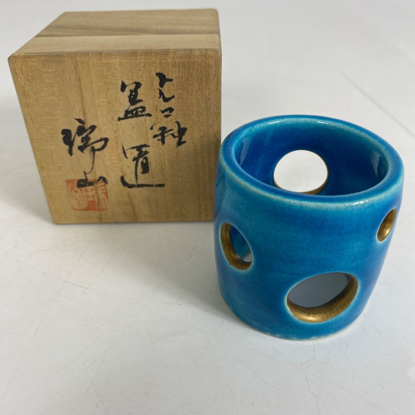 【茶道具】瑞山作　トルコ ツボツボ透かし蓋置 茶道具】瑞山作 トルコ ツボツボ透かし蓋置