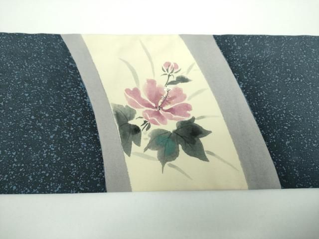 平和屋着物●九寸名古屋帯　手描き　草花文　たたき染め　正絹　逸品　DAAV6821ps 平和屋着物○九寸名古屋帯 手描き 草花文 たたき染め 正絹 逸品 DAAV6821ps