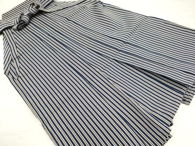 平和屋着物男性　行灯袴　縞　正絹　逸品　AAAM4296ck