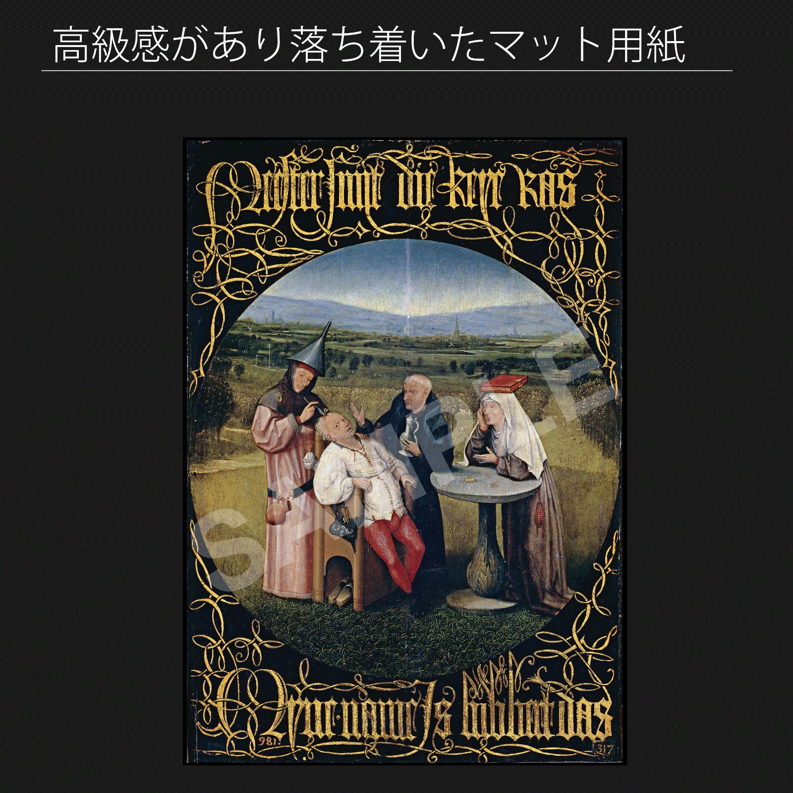 ヒエロニムス ボス Hieronymus Bosch 愚者の石の切除 アートポスターA2 マット紙 フレーム付 IN