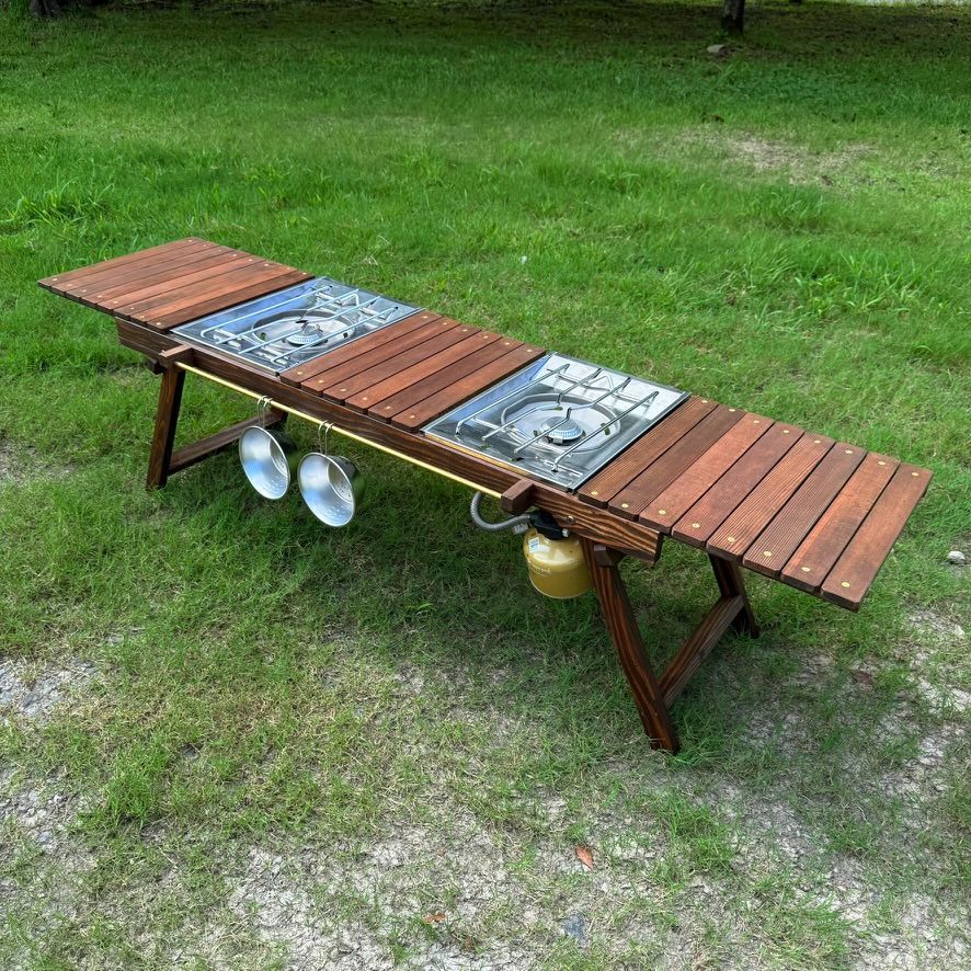 折りたたみローテーブル キャンプテーブル フラットバーナーigtテーブル真鍮ギア 折りたたみローテーブル キャンプテーブル フラットバーナーigt