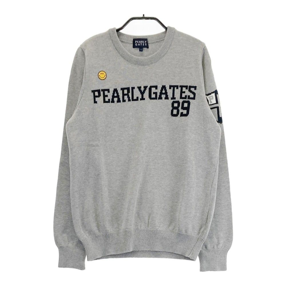 サイズ 1 PEARLY GATES パーリーゲイツ クルーネック コットン ニットセーター グレー系 240101429044 ゴルフウェア レディース ストスト