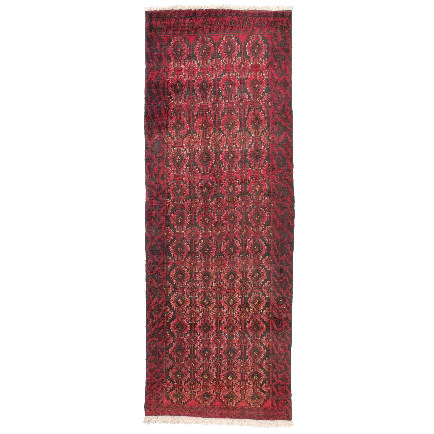 トルバトヘイダリエ 1950年代 2700×980mm セミアンティーク ダイヤモンドモチーフ 大判ランナー絨毯- carpet-アンティークペルシャ絨毯 ヴィンテージラグ専門店 送料無料