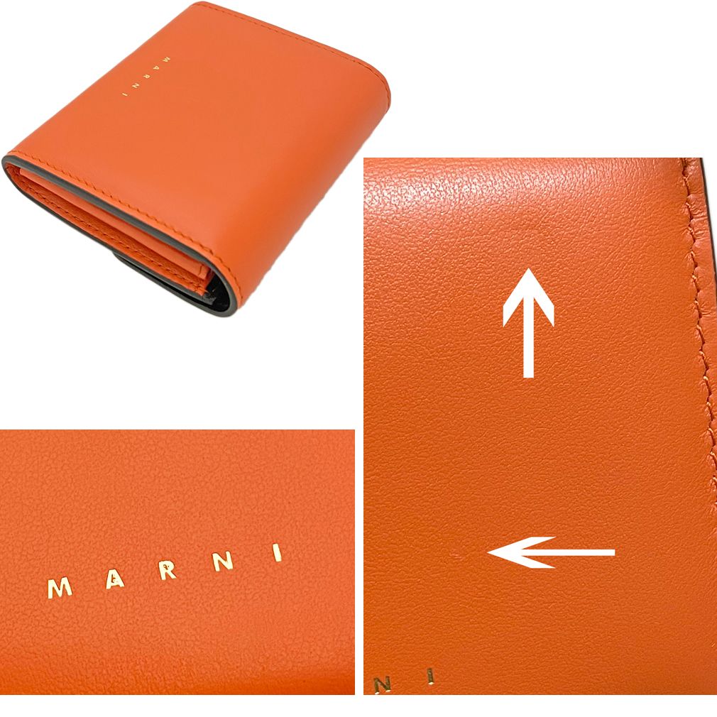 新品マルニ レザー コンパクト財布 オレンジ MARNI - メルカリ