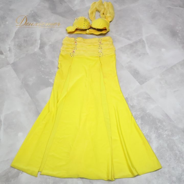 ベリーダンス オリエンタル 衣装 上下セット イエロー系 黄色 購入