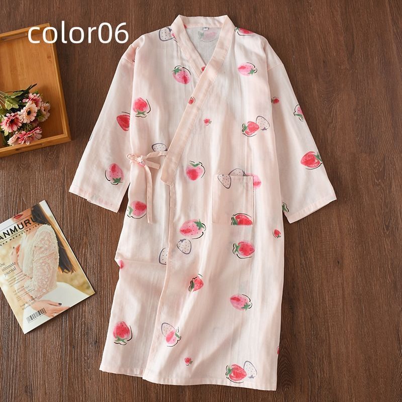 ガーゼ 寝巻き 甚平 パジャマ 寝巻き パジャマ 二重ガーゼ 浴衣 和風 前開き ルームウェア パジャマ 部屋着 前開き ガウン リラックス 女性 婦人用 作務衣 作業着夏 かわいい バスローブ ルームワンピース 浴衣 和風 果物 花柄 xzdsimn