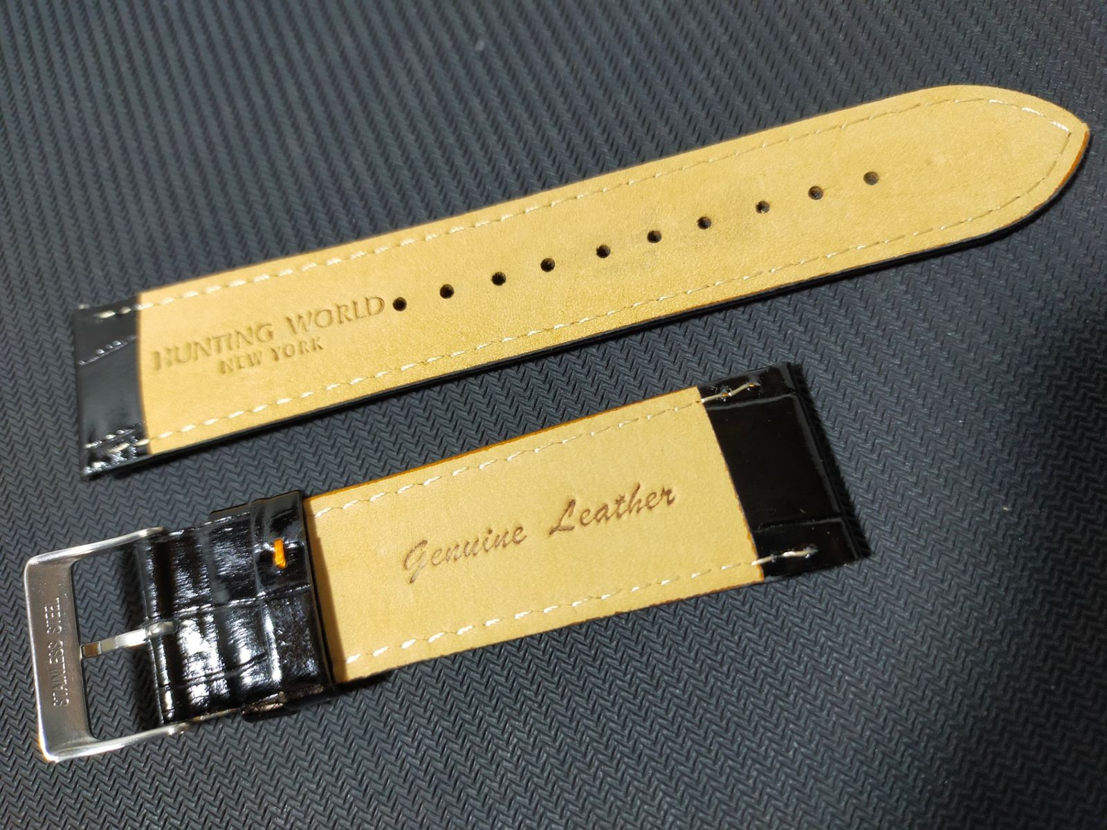 セレクトショップ 腕時計用ベルト ハンティングワールド 22mm ブラック 