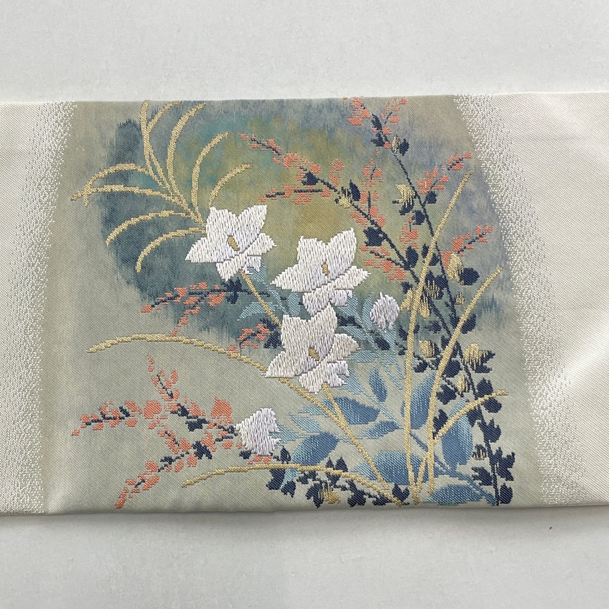 ☆ 名古屋帯 丸に鶴 松葉模様 千種色 縮緬 O-5541 名古屋帯 丸に鶴 松葉模様 千種色 縮緬 O-5541