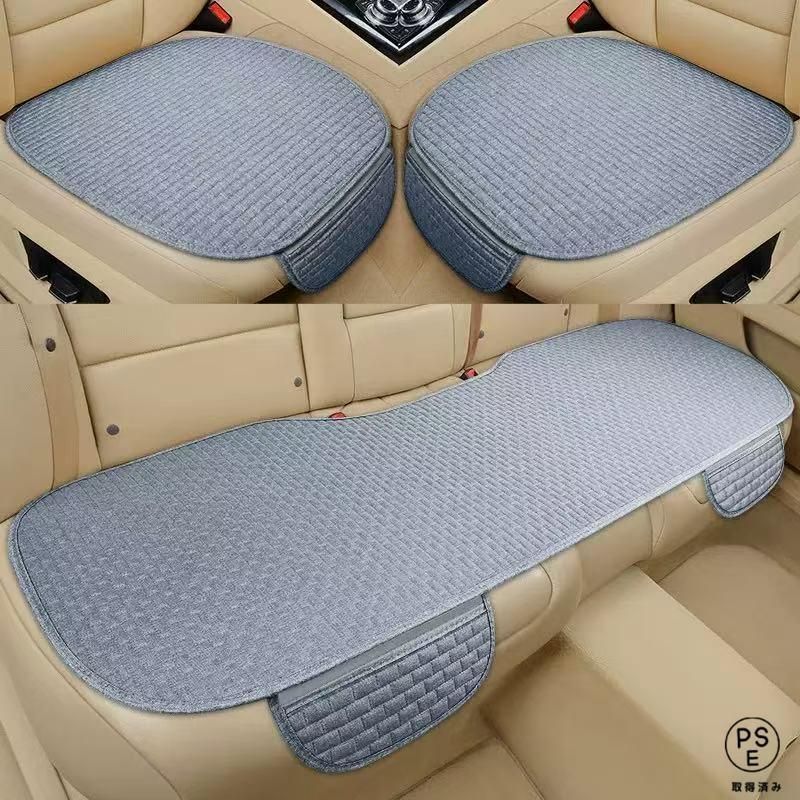車用 座布団 クッション 亜麻 カークッション 車座布団 3点セット シートカバーシート 車イスクッション シンプル 運転席 助手席 後部座席 BRIGHTFACE_UK