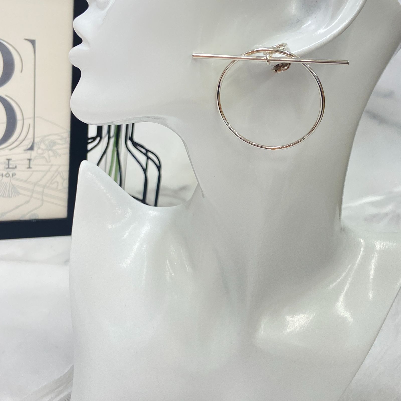 鑑定済み【 美品 】 エルメス 《 ループ 》 MM シルバー925 ピアス 