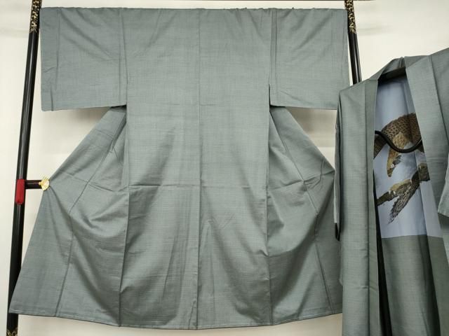 平和屋着物○男性 紬 アンサンブル 亀甲文様 正絹 逸品 AABC1954ck  