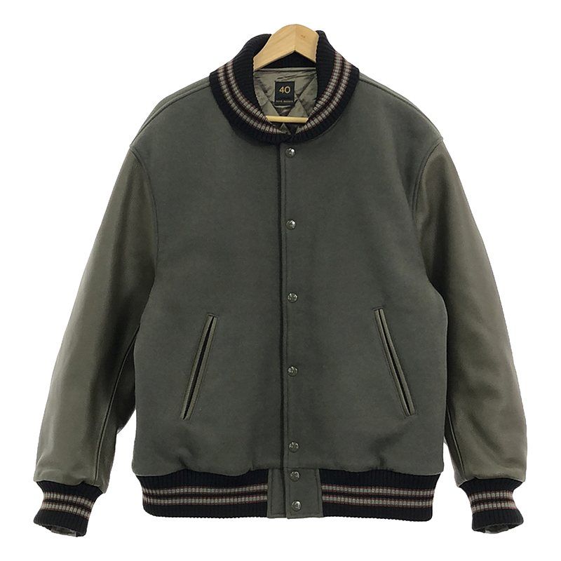 scye basics / サイベーシックス | Wool Super 140 Wool Melton Varsity Jacket / カウレザー  切替 メルトン ブルゾン / アワードジャケット / キルティング総裏地 | 40 | オリーブ系 | メンズ - メルカリ