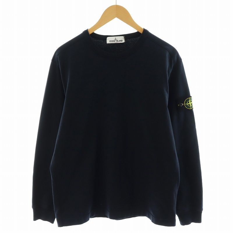 ストーンアイランド STONE ISLAND GAUZED COTTON JERSEY Tシャツ カットソー 長袖 ロゴ M 紺 ネイビー /AN26