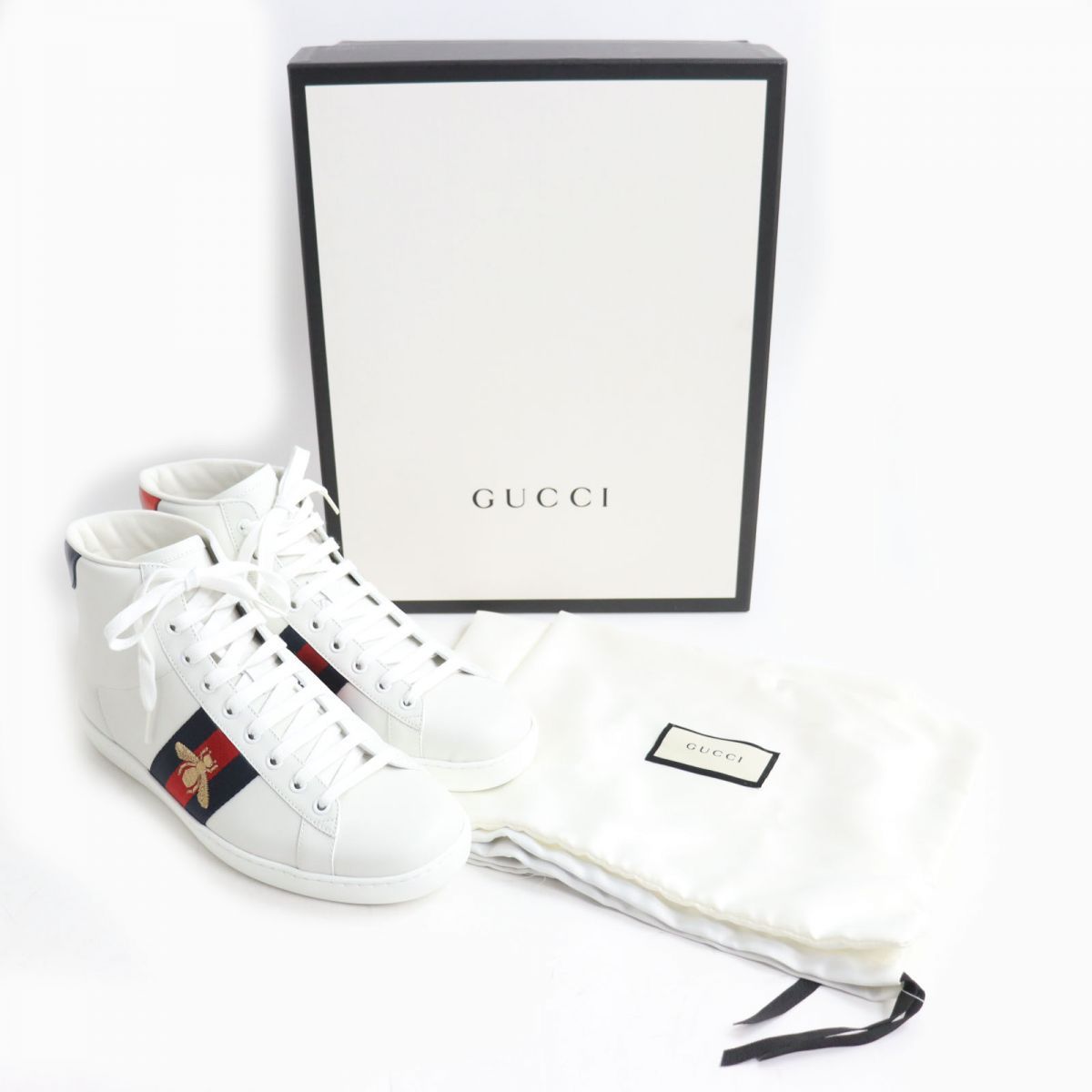 未使用品◇GUCCI グッチ 501803 BEE ウェブライン レースアップ レザー