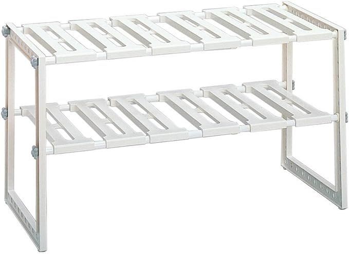 Belca(ベルカ) 日本製 キッチン収納 シンク下フリーラック 伸縮タイプ 幅50~75&times;奥行30.3&times;高さ39.8cm ホワイト シンク下収納 2段 棚 VR-EXT