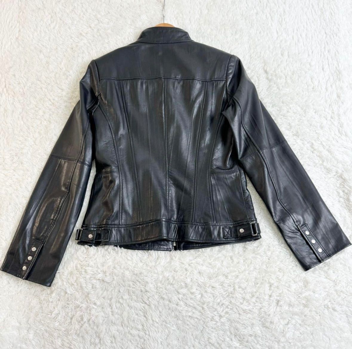 美品　アルファキュービック　ラムレザー　シングルライダース　レザージャケット　M ALPHA CUBIC 羊革 シングルライダース ジャケット アルファ