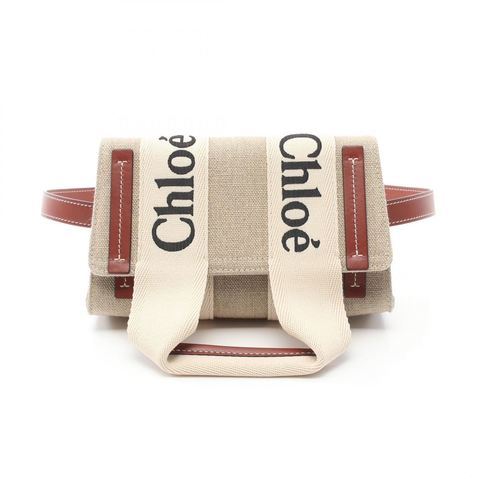 クロエ Chloe ウエストバッグ ボディバッグ WOODY CHC24AS681L1790U ベージュ|オフホワイト ファブリック レザー 2wayショルダー レディース