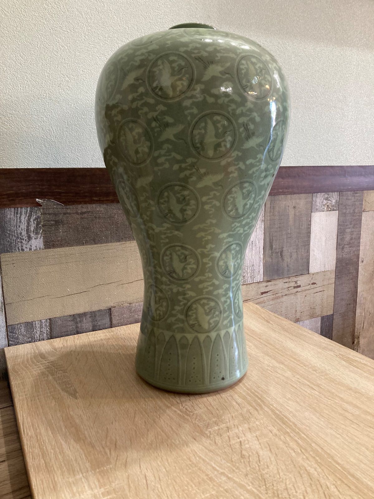 韓国人間文化財　海剛　高麗青磁　花瓶　梅瓶 美品】花瓶 韓国人間文化財 柳海剛 高麗青磁 人間国宝 - メルカリ