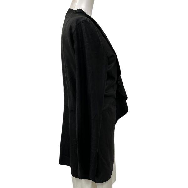 ◆ ランバン LANVIN COLLECTION レザージャケット 上着 羽織り 長袖 薄手 Vネック 黒 ラムレザー M 9号 レディース S5W097