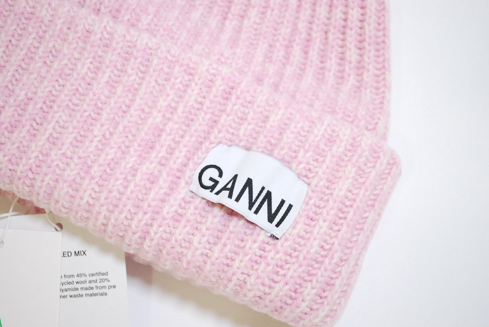 GANNI ガニー ロゴ パッチ リブ ビーニー ニットキャップ - メルカリ