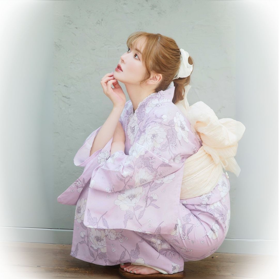 新品 浴衣 セット 浴衣セット ゆかた レディース 大人 黄色 バニラ 花 B6 SOUBIEN 浴衣 セット レディース 浴衣セット 大人 F 帯 夏 2点