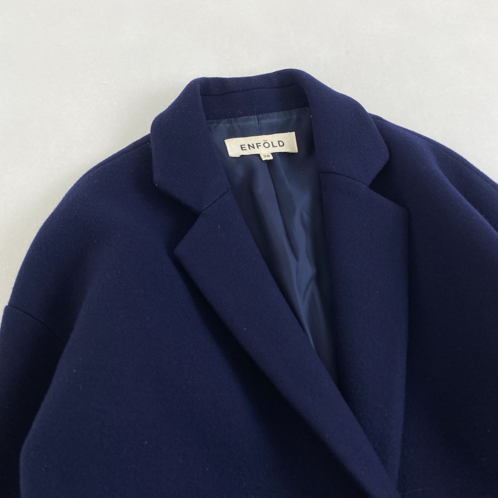 ENFOLD チェスターコート カシミヤ コクーン エンフォルド ネイビー 38