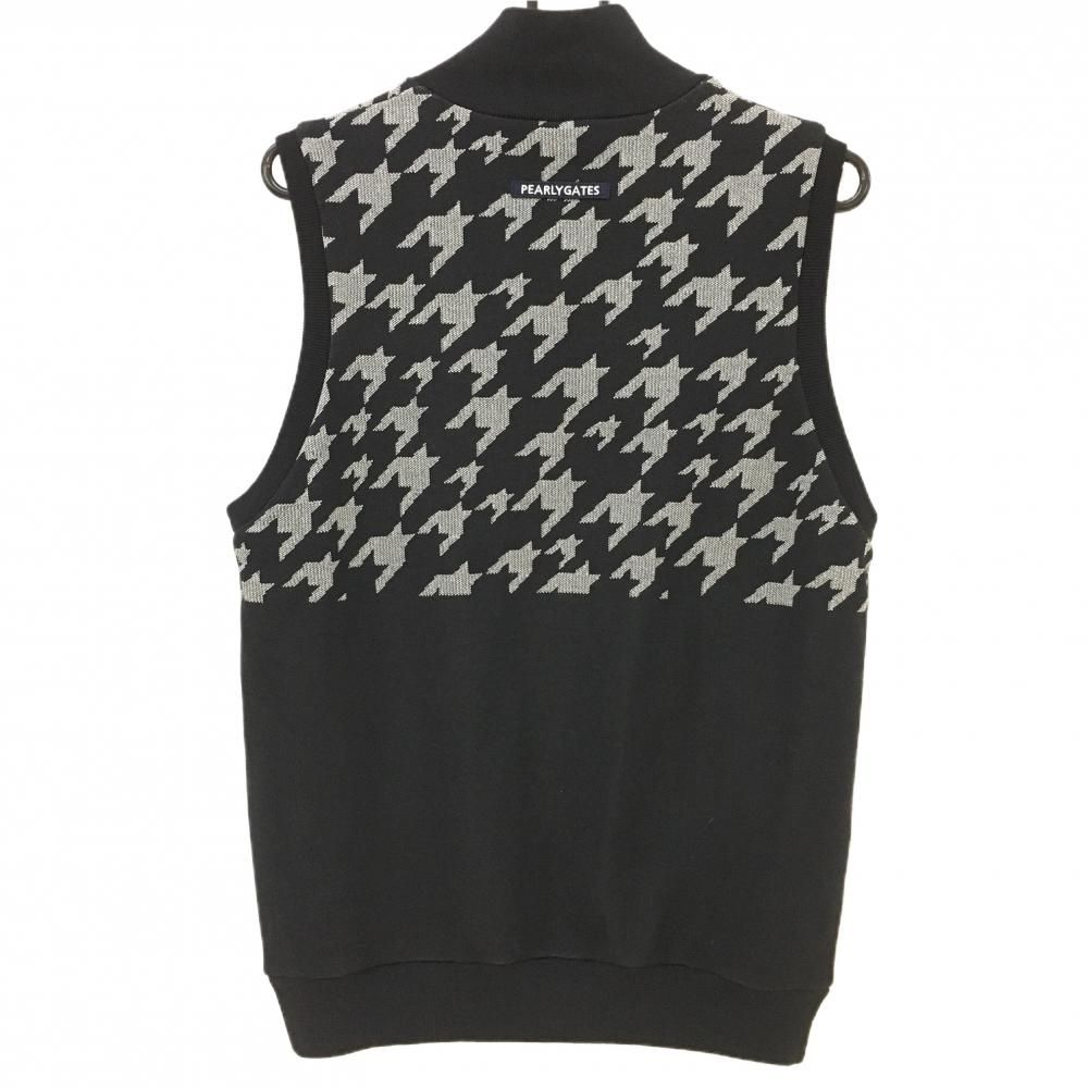 超 パーリーゲイツ リバーシブルニットベスト 黒×グレー 上部千鳥格子 裏グレンチェック メンズ 6 XL ゴルフウェア PEARLY GATES