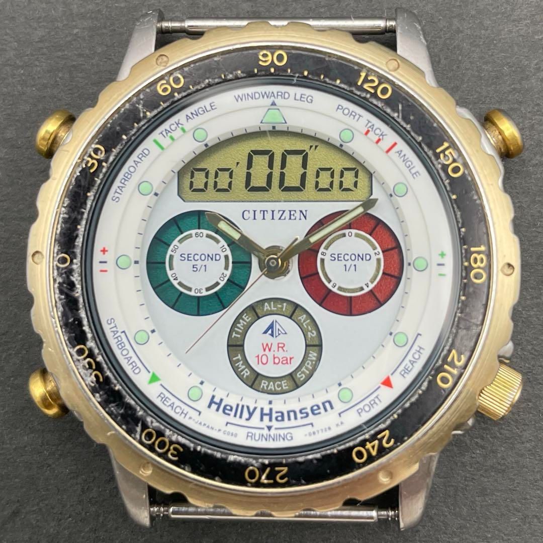 希少⁉️CITIZEN HELLY HANSEN/コラボクォーツ デジアナ 腕時計 CITIZEN×ヘリーハンセン C050-088808 フェイスのみ アナデジ