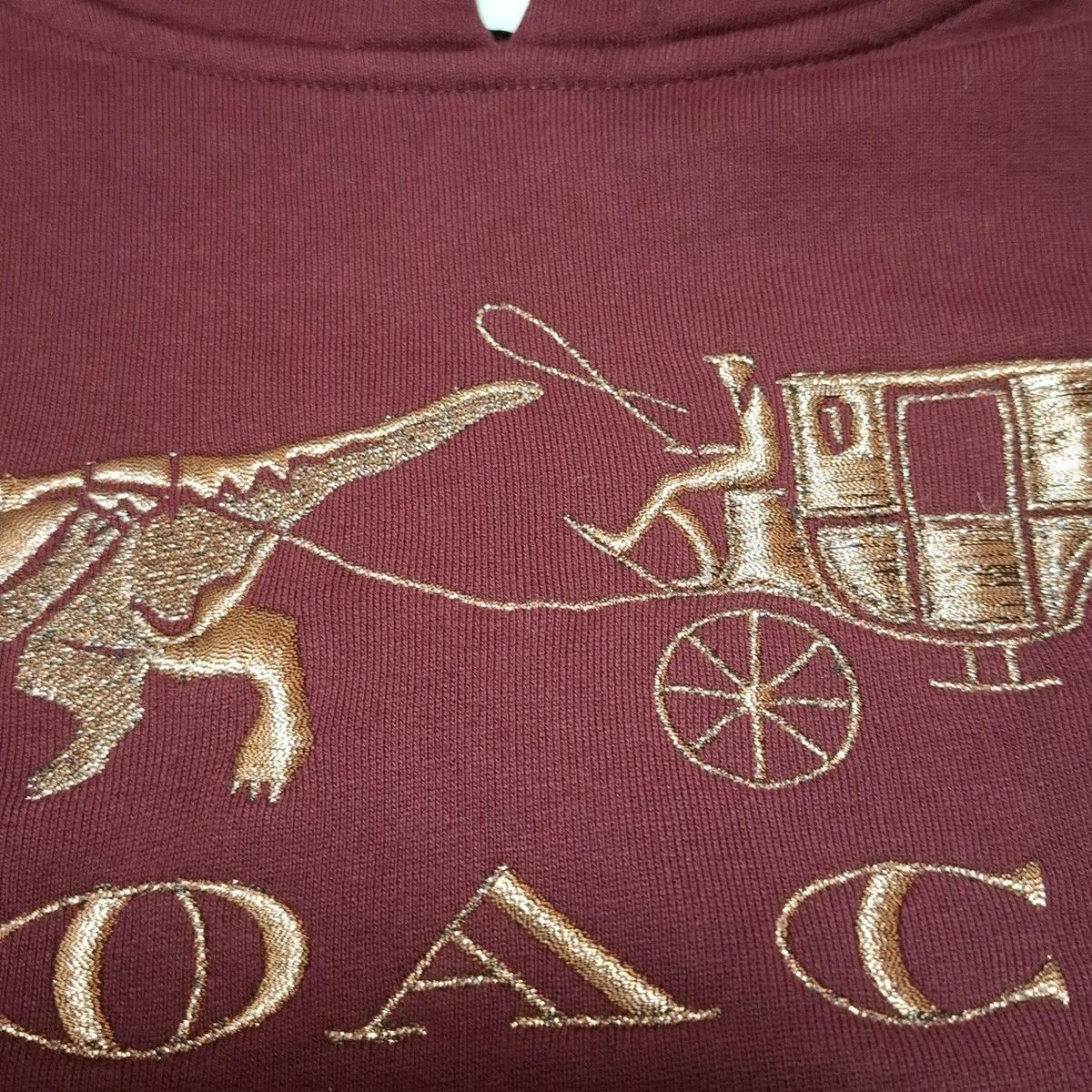 【美品】 COACH コーチ パーカー 刺繍 ボルドー　長袖　レディース　S 人気の贈り物が大集合 COACH 美品】 コーチ S レディース 長袖