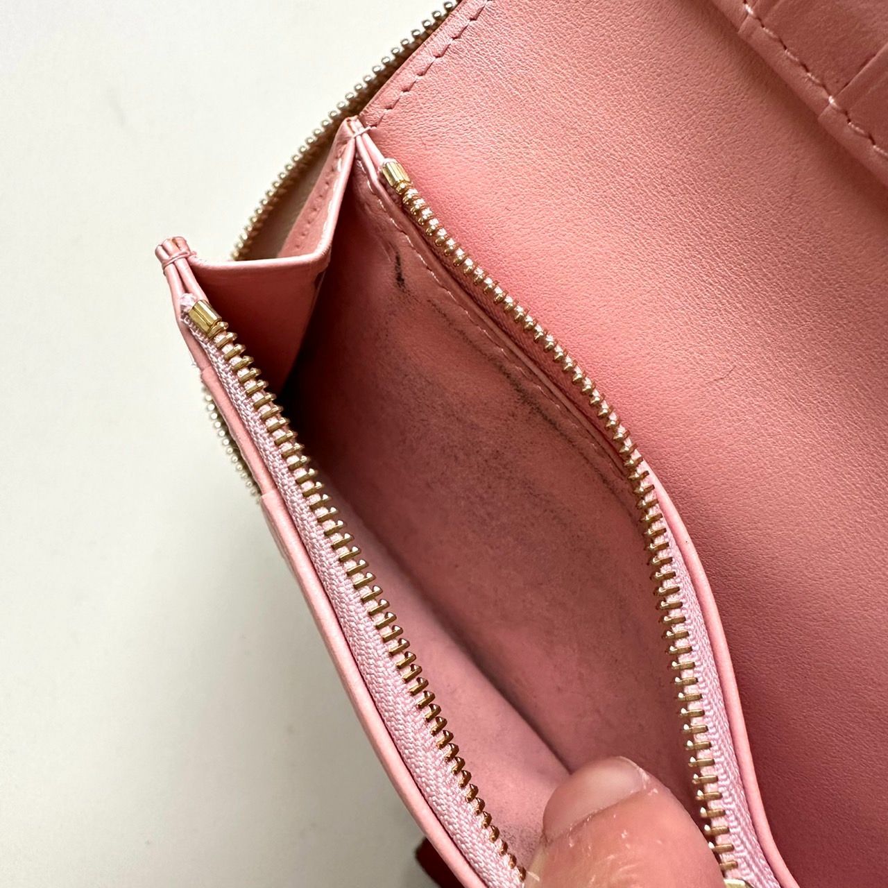 ボナベンチュラ グレージュ × ベイビーピンク 二つ折財布 正規品