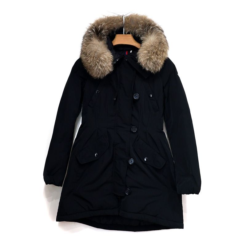 29万美品　モンクレール　eulimene ma-1 ファー付ダウン　ブラック MONCLER モンクレール ダウンジャケット サイズ1