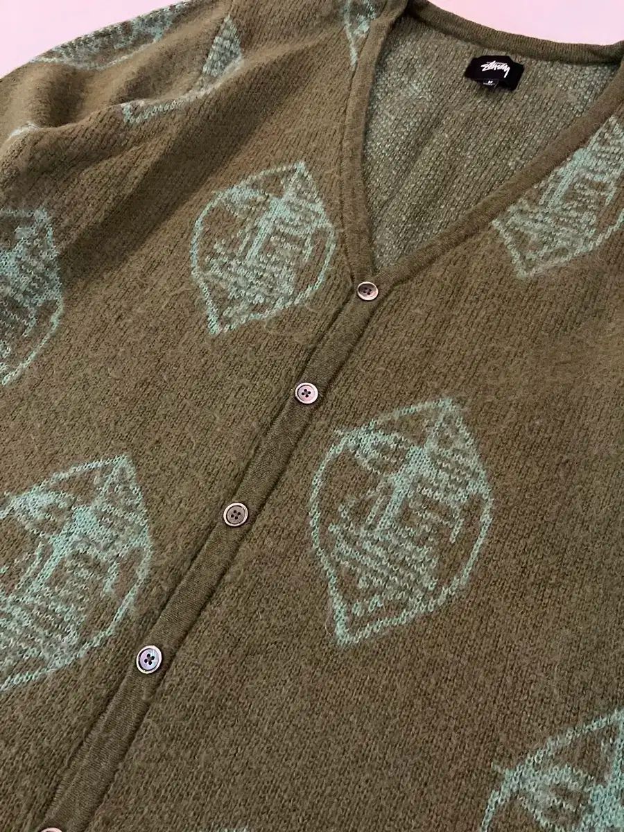 STUSSY ステューシー 呼吸用保護具 モヘア ウール カーディガン 緑