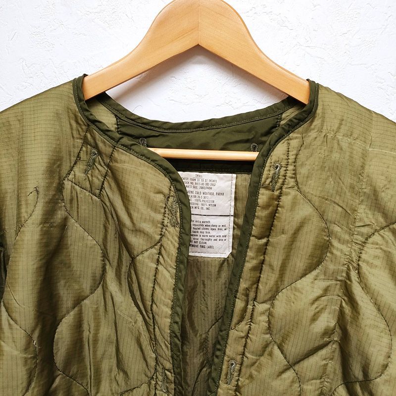 70's アメリカ軍 M-65 フィッシュテールパーカ キルティング ライナー サイズ：S オリーブ U.S.ARMY M-65 Fishtail Parka Quilting Liner Coat 中綿 【中古】