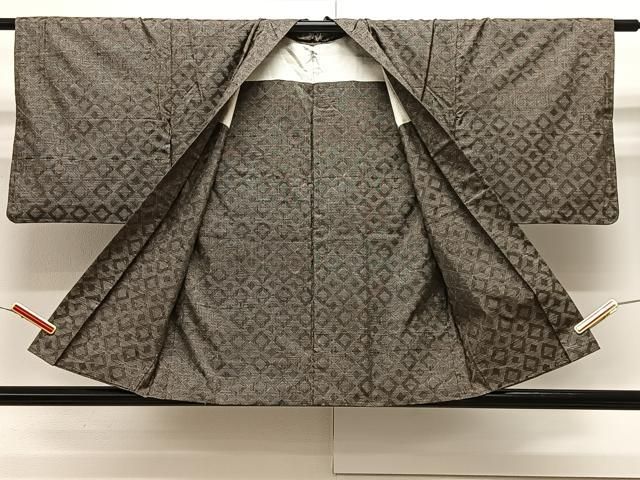 平和屋着物＃本場大島紬 羽織 単衣 幾何学文 正絹 CAAX7877ua
