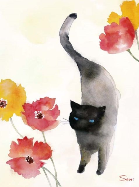 種類2：f6 額絵 榎本早織 カーネーションと黒猫 f8・f6・f4サイズ 彩り
