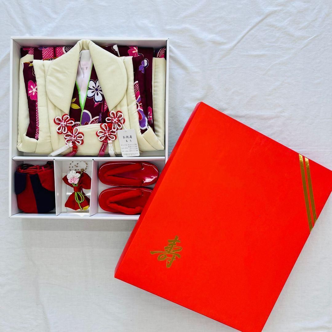 七五三 3歳 着物 被布 正絹 草履 巾着 セット 七五三 ３歳から5歳 正絹お着物セット 総絞りの被布 草履 手毬付き