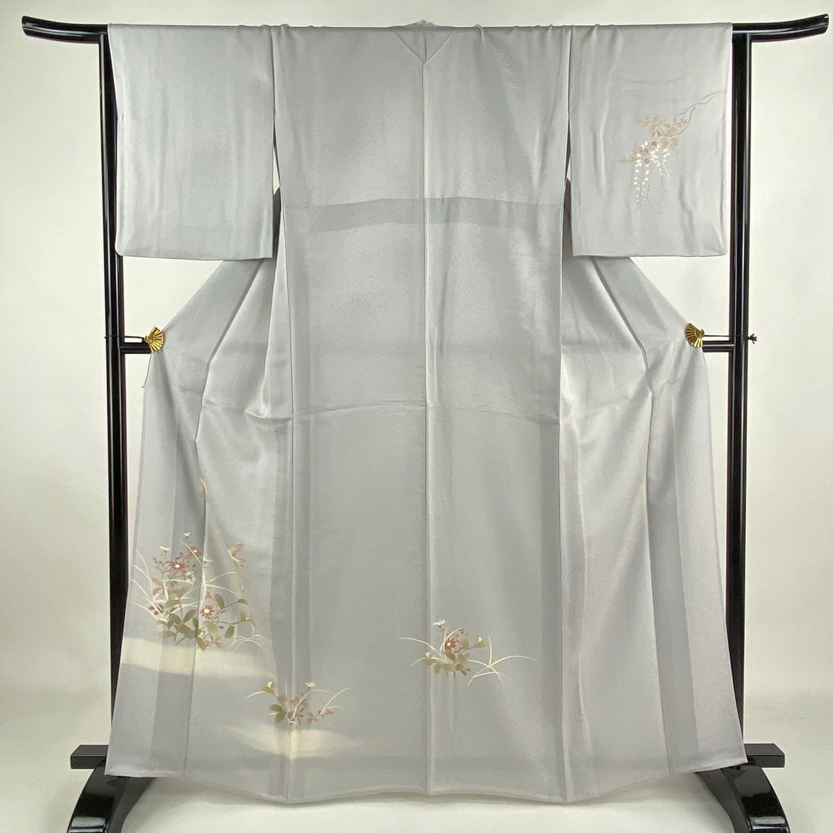 付下げ 身丈162.5cm 裄丈64.5cm M 単衣 鈴乃屋 鳥 草花 刺繍 ぼかし  