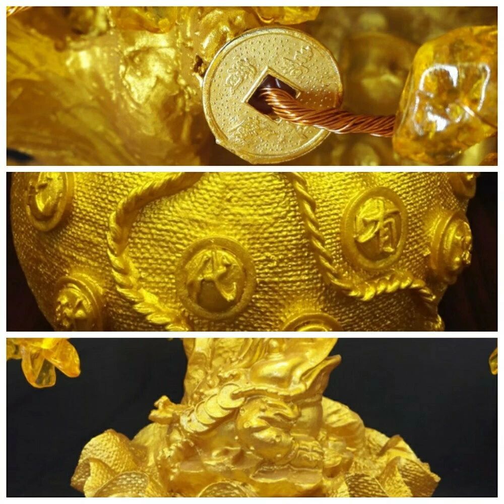 特大黄金木 招財樹 金のなる木 黄水晶 置物 風水 開運 置き物