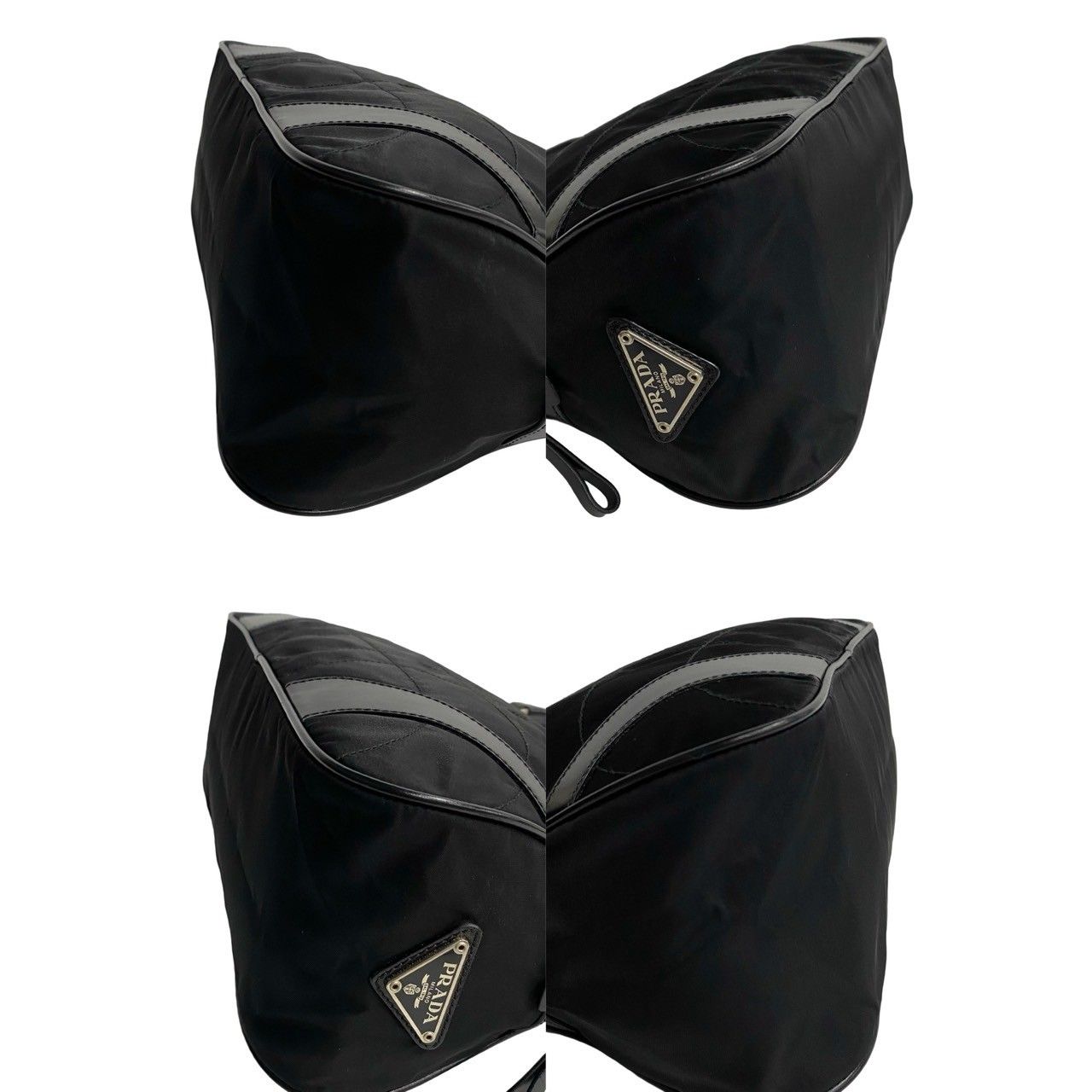 極 美品 希少品 PRADA プラダ 三角ロゴ 金具 ナイロン カーフ レザー 
